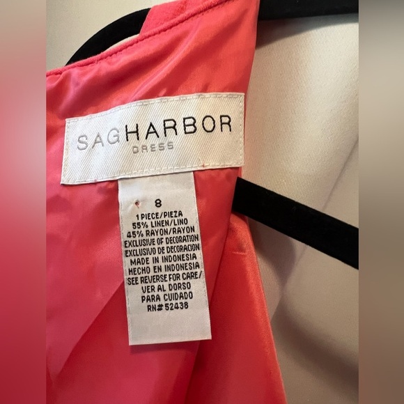 Sag Harbor Pink Sheath Linen Blend Midi Dress with Scoop Neck - Picture 6 of 8